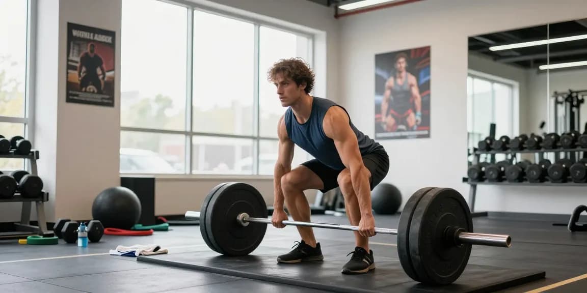 Anabolika Shop Deutschland: Bodybuilder beim Training in modernem Fitnessstudio mit motivierender Atmosphäre.