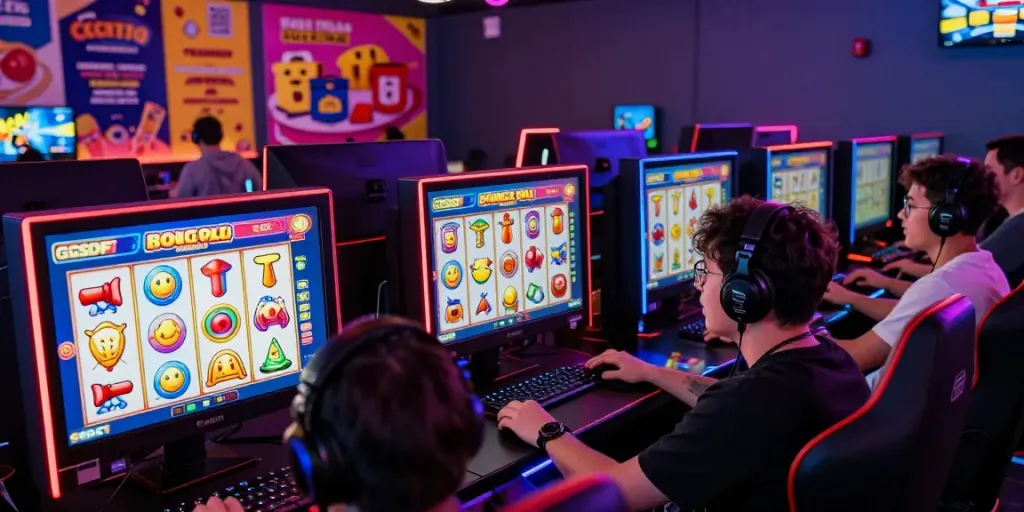 Players enjoying the GGSOFT Bounce Ball Slot Game in an exciting gaming environment.