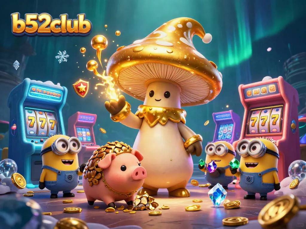 Engage with b52club's gaming experience featuring fantastical characters amidst vibrant casino elements.